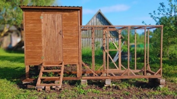 Insulated chicken houses with a fenced run